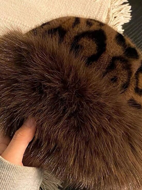 Multicolor Casual Women\'s Thick Warm Leopard Hat main image 4
